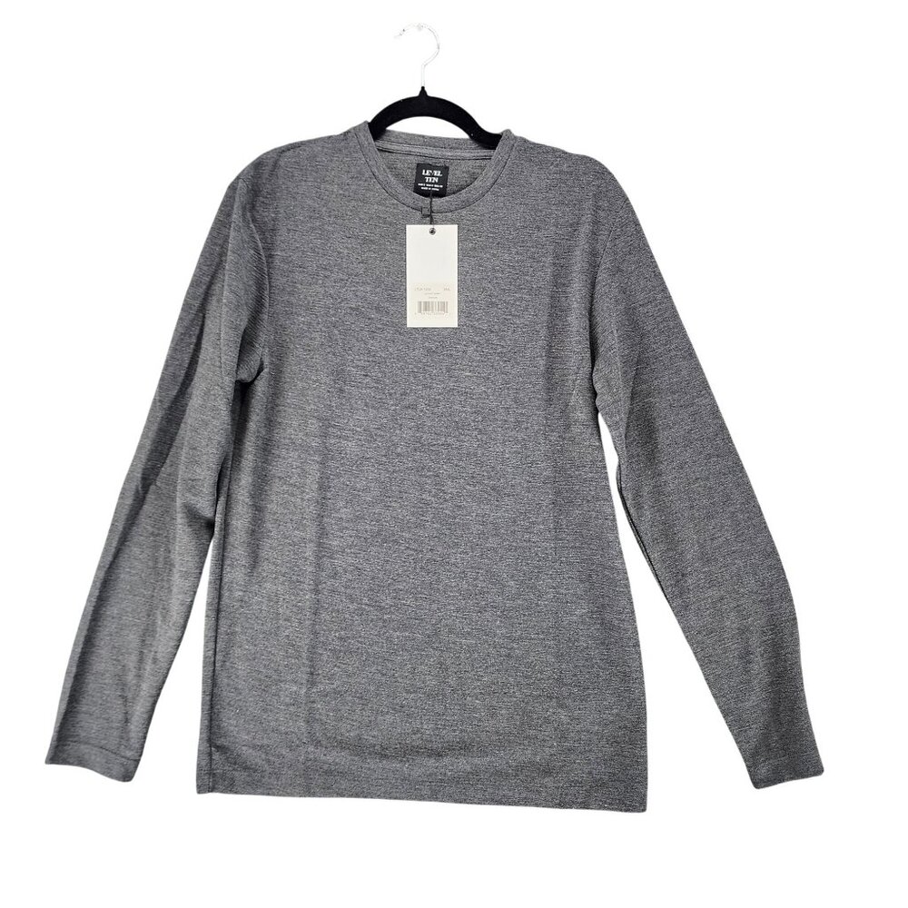 Level Ten Shirt Mens Small Gray Long Sleeve Jersey Knit Tee *NWT*
